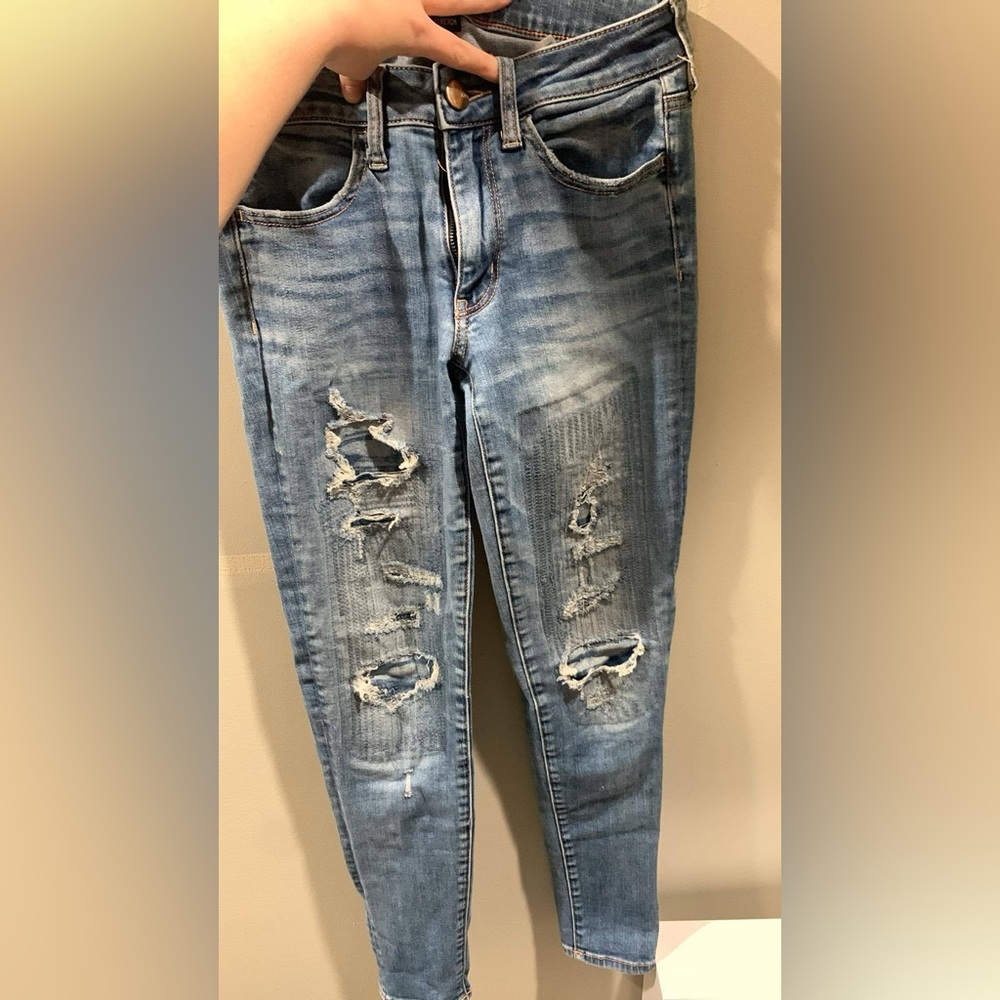 American Eagle Outfitters Blue Boyfriend Jeans Distressed